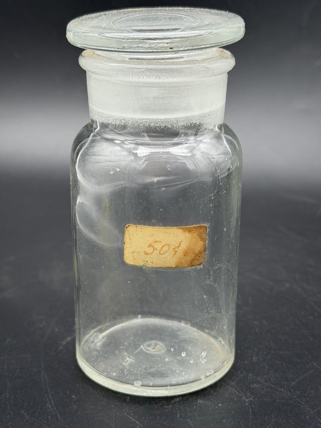 Antique Clear Glass Apothecary Jar Ground Stopper Pharmacy Bottle 504