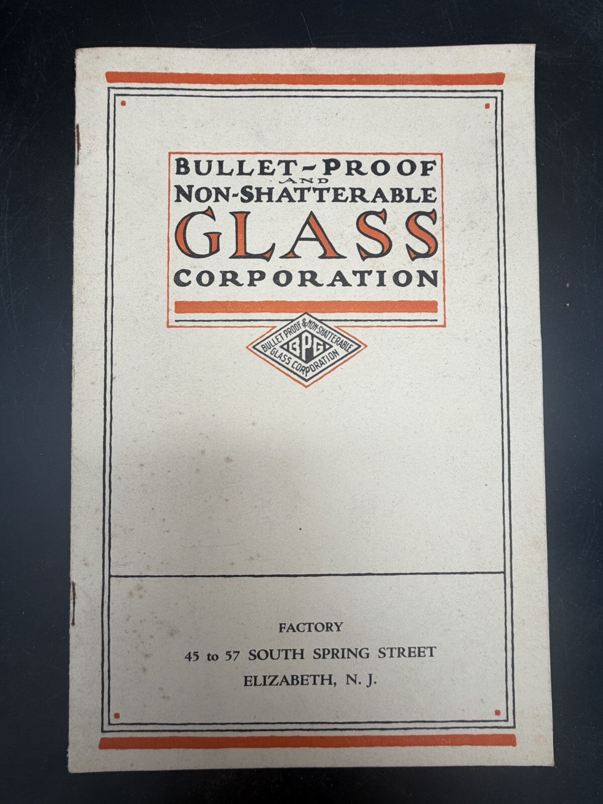 1921 Bullet-Proof & Non-Shatterable Glass Corp Stock Prospectus Pamphlet