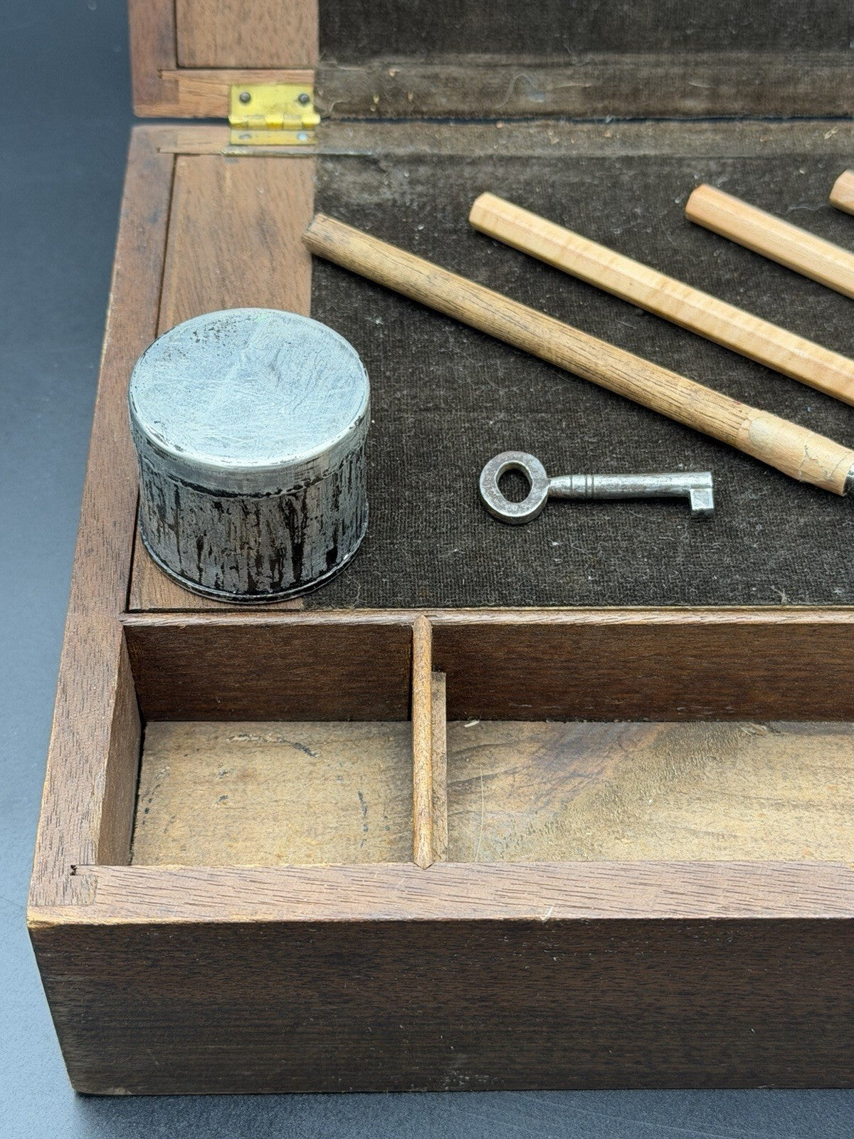 Antique 19th Century Wooden Writing Box T. Walters Chemist Ink Powder & Pen Set