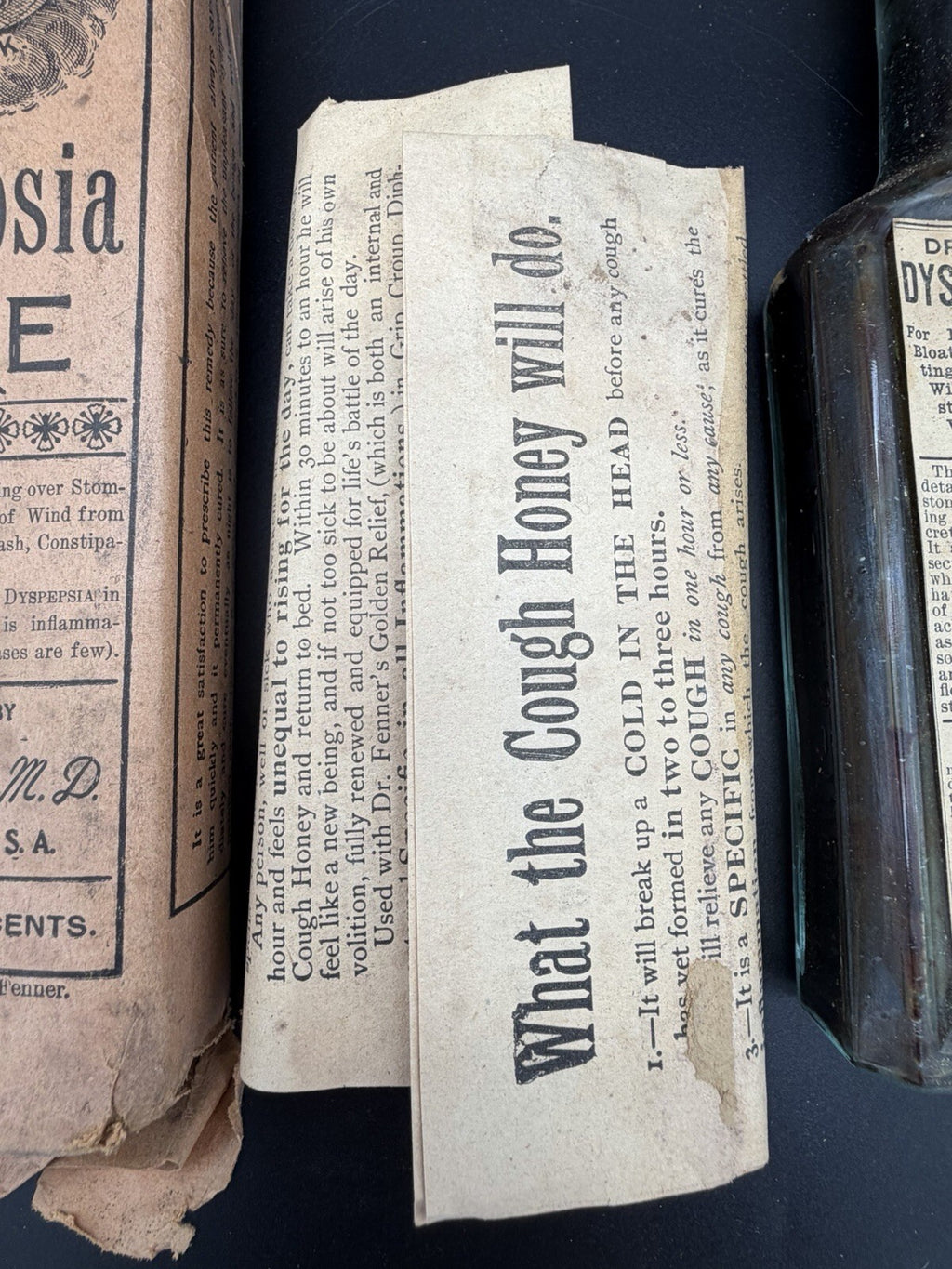 ⁠Antique Dr. Fenner's Dyspepsia Cure Bottle Unused Box Paperwork Quack Medicine