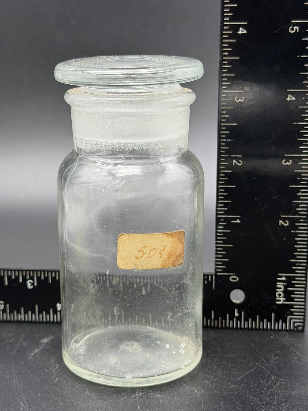Antique Clear Glass Apothecary Jar Ground Stopper Pharmacy Bottle 504