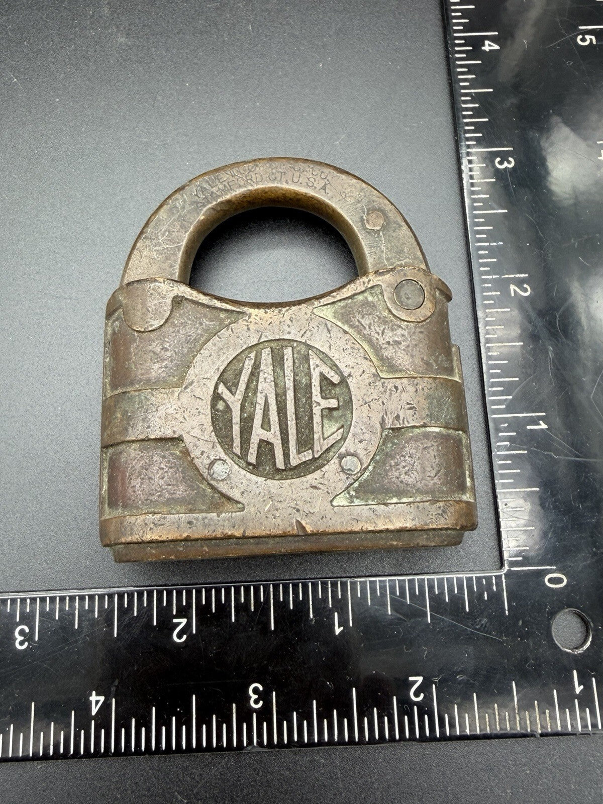 Antique Yale Brass Padlock Patent 1876-1878 Heavy Cast Lock Collectible Rare
