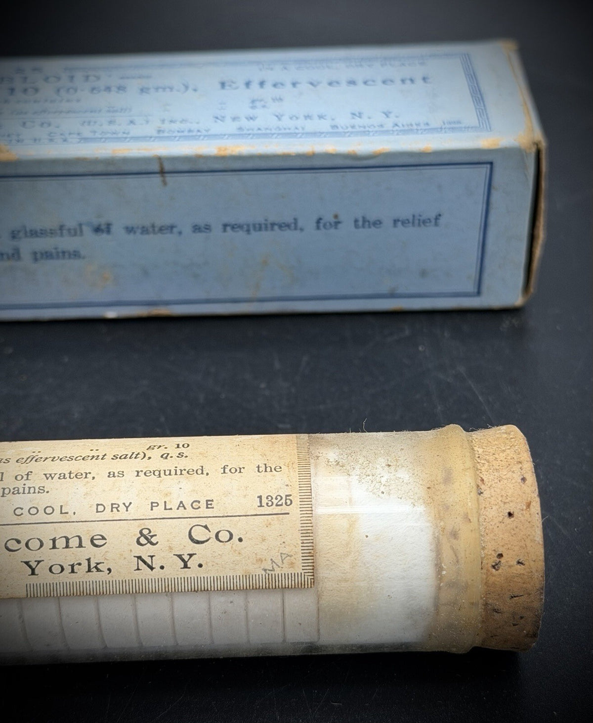 Burroughs Wellcome Co Sodium Salicylate Effervescent Tablets Antique Box Tube