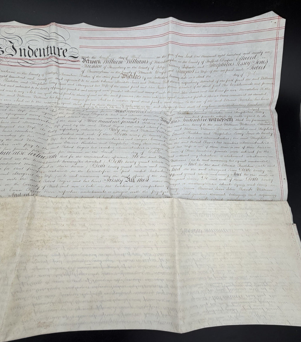 1871 Antique Vellum Mortgage Deed: Flintshire & Denbighshire, Wales (Signed)