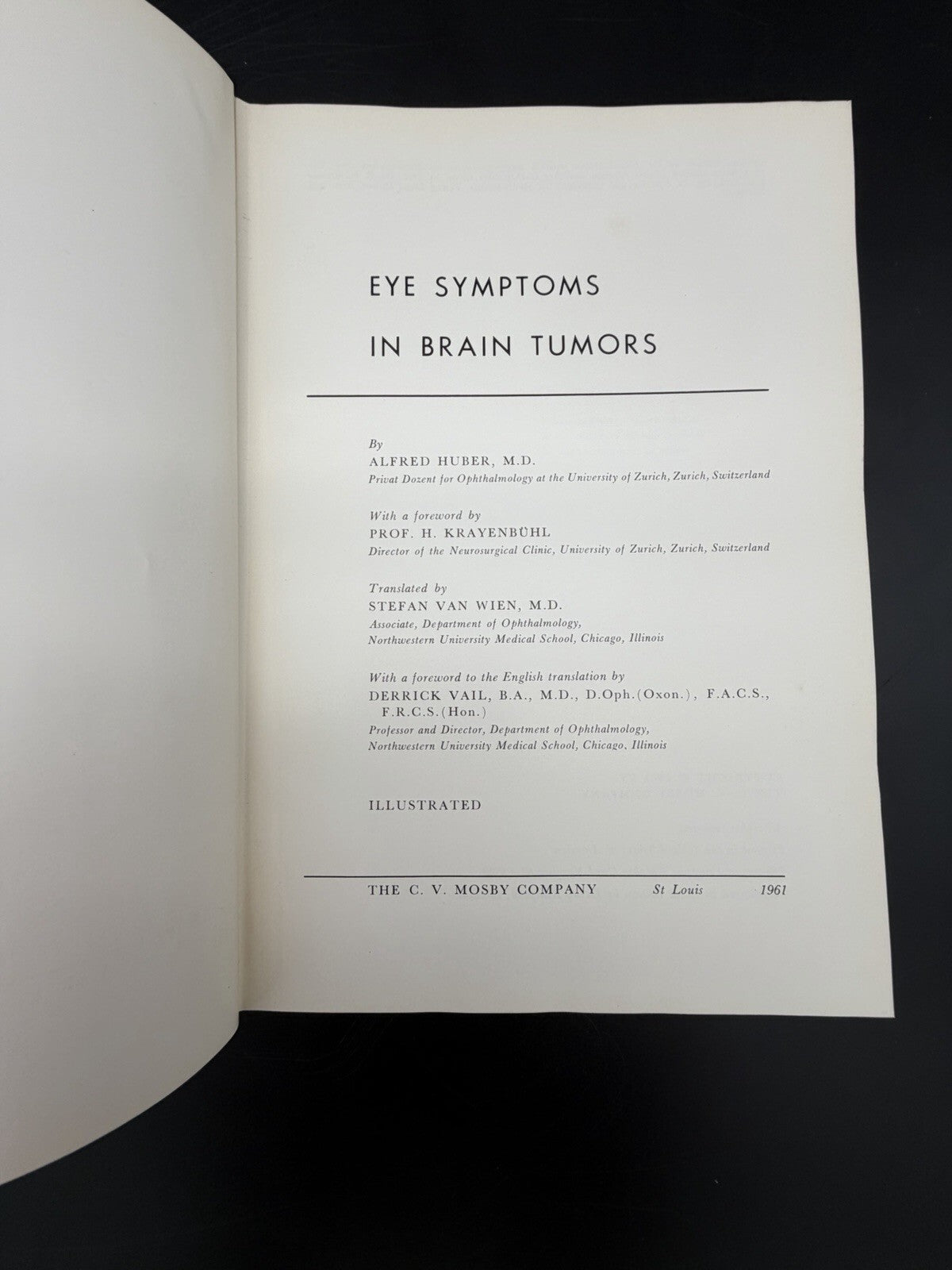 Eye Symptoms in Brain Tumors 1961 Alfred Huber MD Medical Ophthalmology Textbook