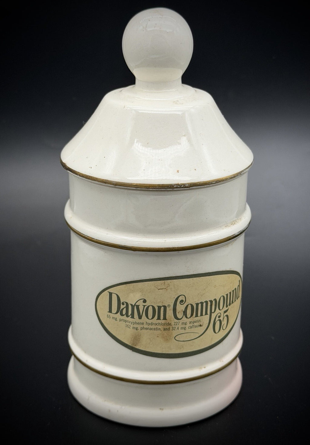 Vintage Lofisa Ceramic Apothecary Jar Darvocet Compound 65 Pharmacy Display
