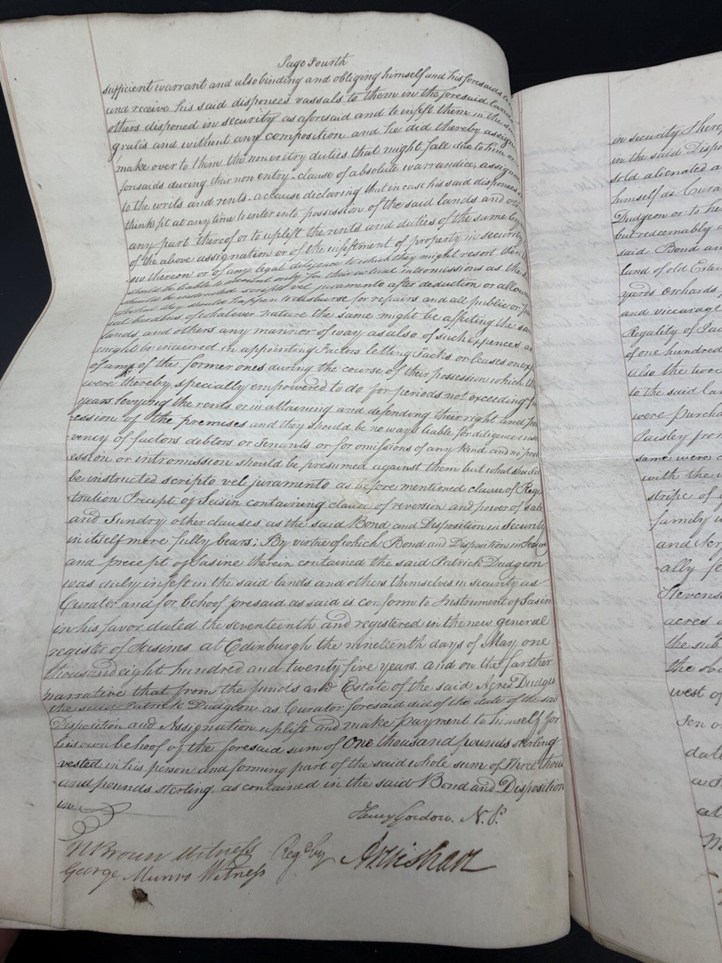 1826 Scottish Instrument of Sasine Vellum Legal Document Scotland Genealogy