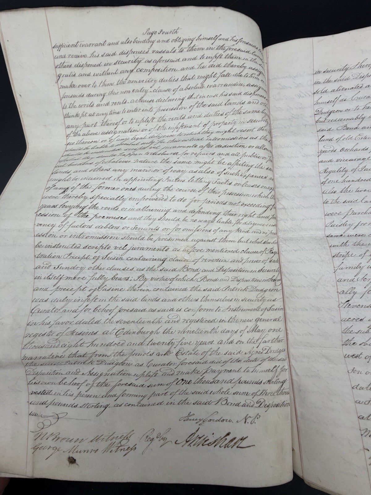 1826 Scottish Instrument of Sasine Vellum Legal Document Scotland Genealogy