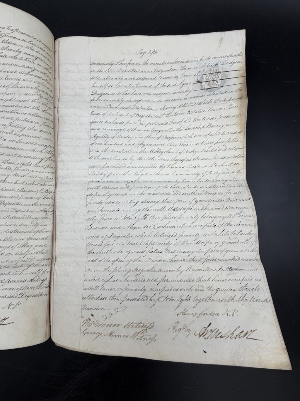 1826 Scottish Instrument of Sasine Vellum Legal Document Scotland Genealogy