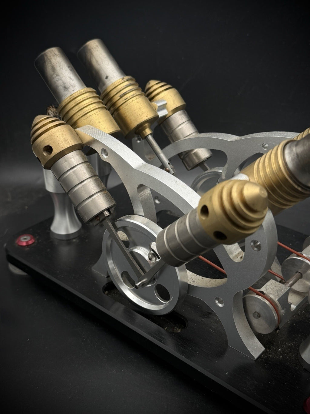 Twin Cylinder Vacuum Stirling Engine Model Flame Licker Hot Air Machine Metal