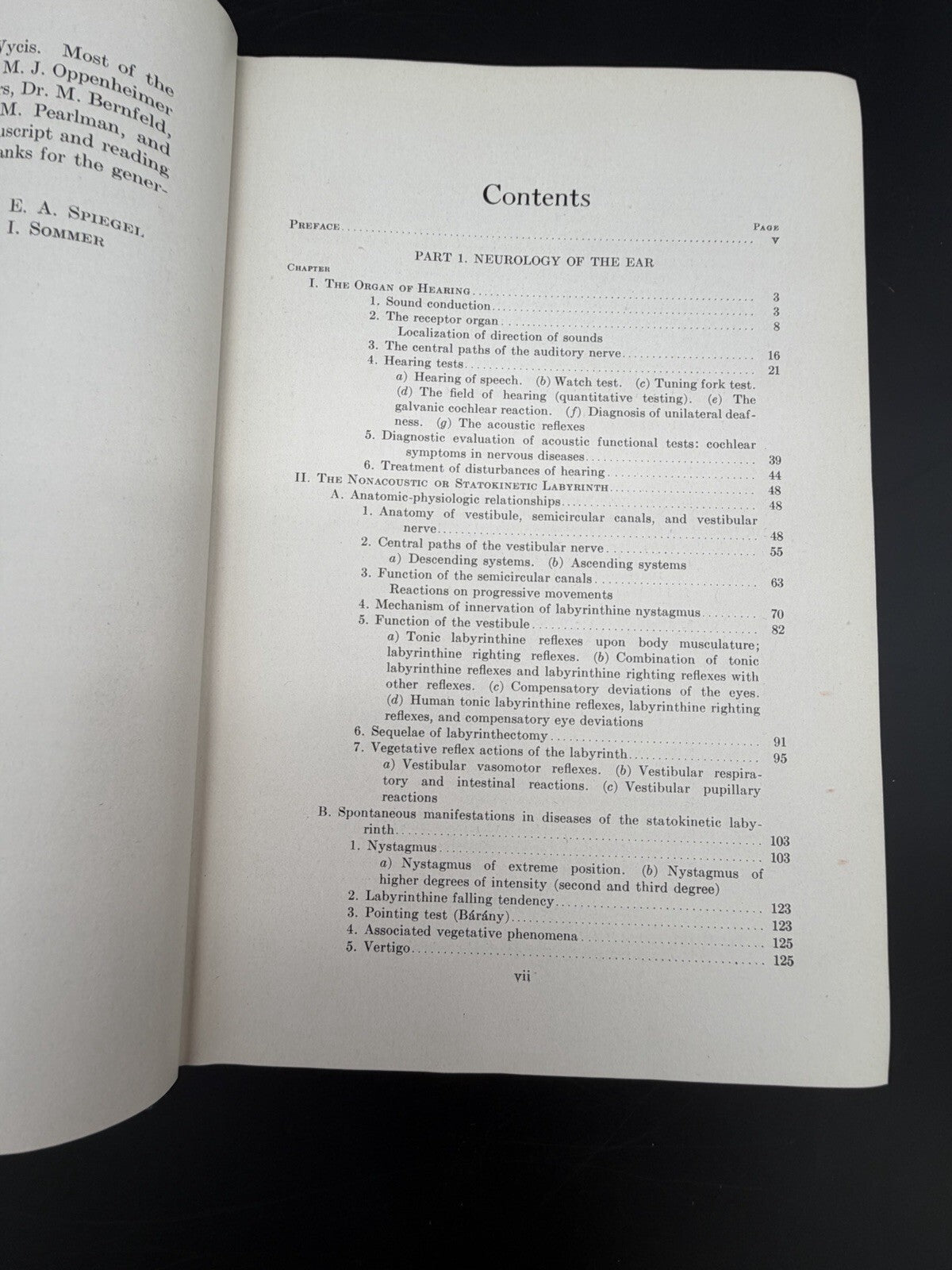 Neurology of the Eye, Ear, Nose, and Throat by E.A. Spiegel & I. Sommer (1944)