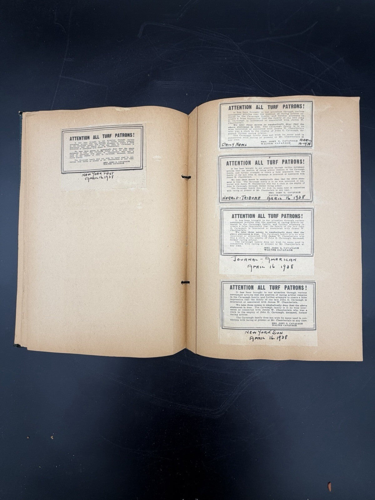 Vintage 1930s Horse Racing & Betting Scrapbook - John G Cavanagh NY Race Tracks