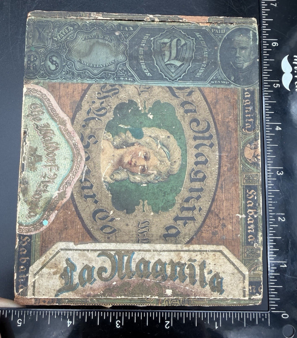 Antique La Magnita Empty Cigar Box Waldorf Astoria Series 1901 Tax Stamp