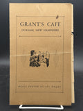 Vintage Grants Cafe Menu Durham New Hampshire Restaurant Diner Food Ephemera