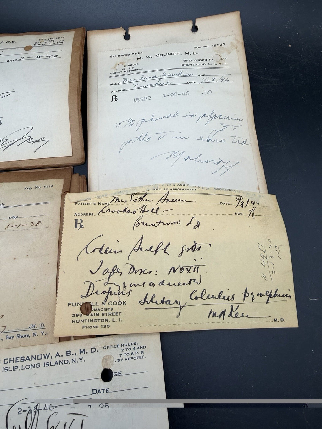 Lot Vintage 1930s-1940s Doctor Prescriptions Long Island NY Medical Ephemera Rx