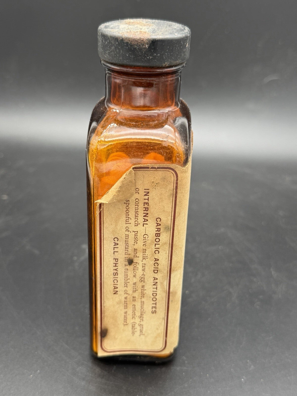 Antique Parke Davis and Co Dobell Solution Poison Medicine Bottle w Contents
