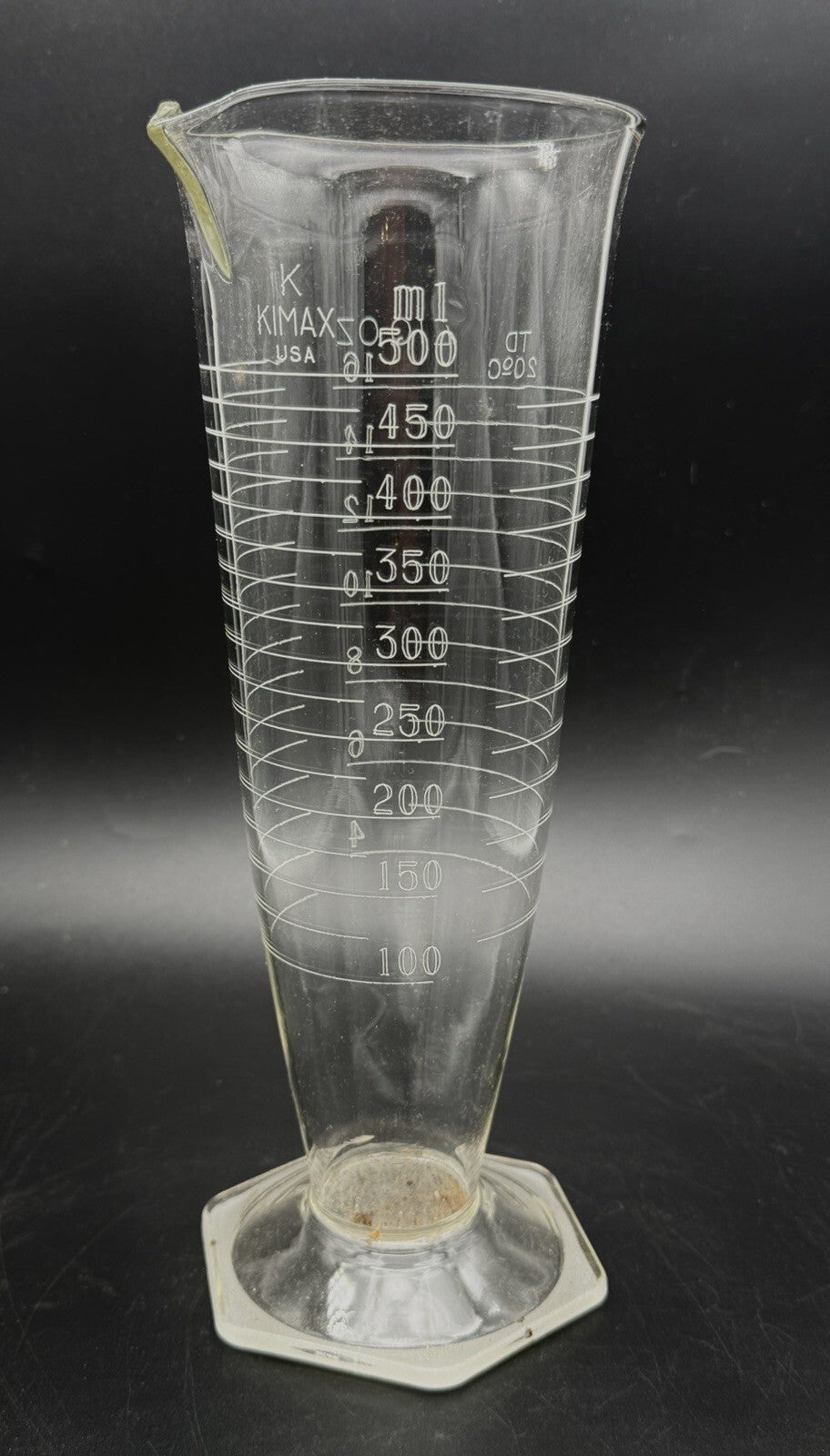 Vintage Kimax USA 500 mL / 16 oz Conical Glass Pharmaceutical Laboratory