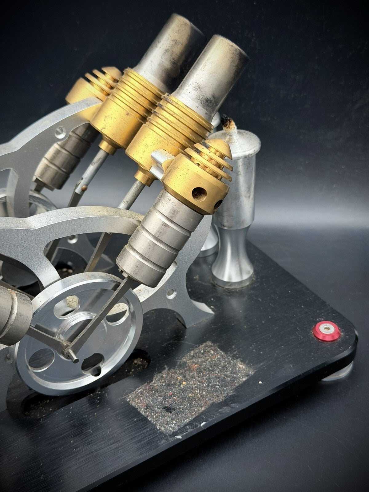 Twin Cylinder Vacuum Stirling Engine Model Flame Licker Hot Air Machine Metal