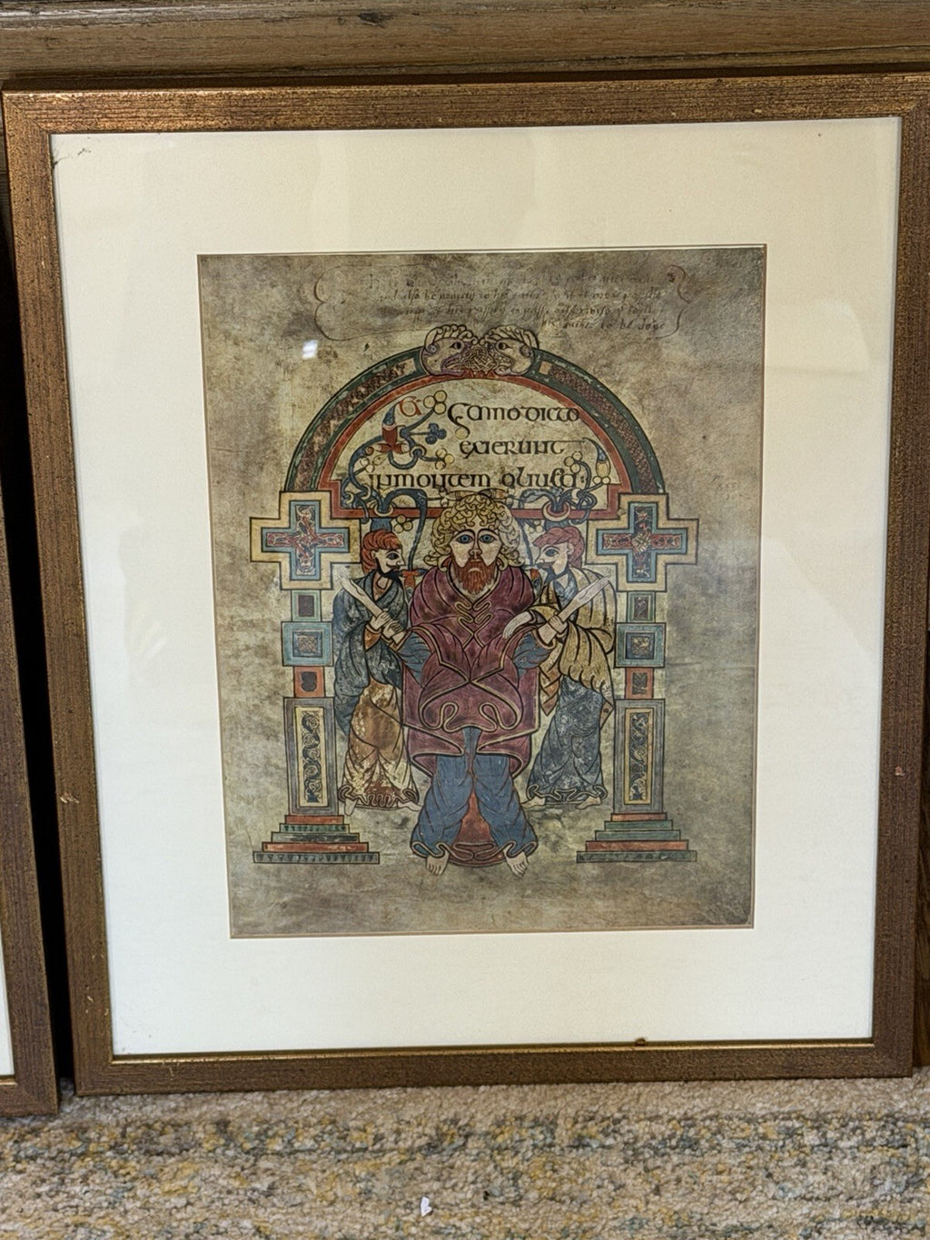 Set 4 Framed Book of Kells Art Prints Illuminated Medieval Manuscript Celtic
