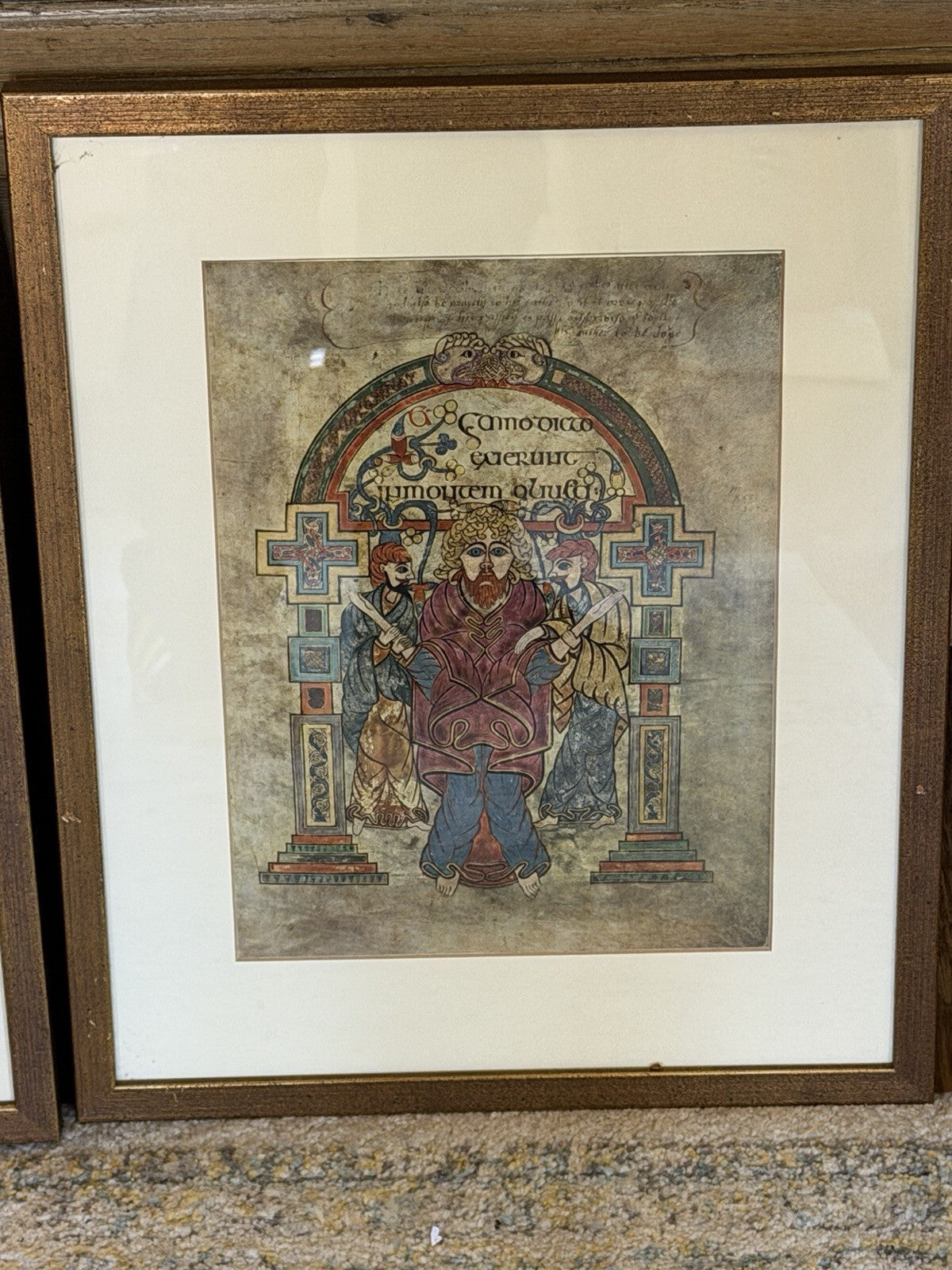 Set 4 Framed Book of Kells Art Prints Illuminated Medieval Manuscript Celtic