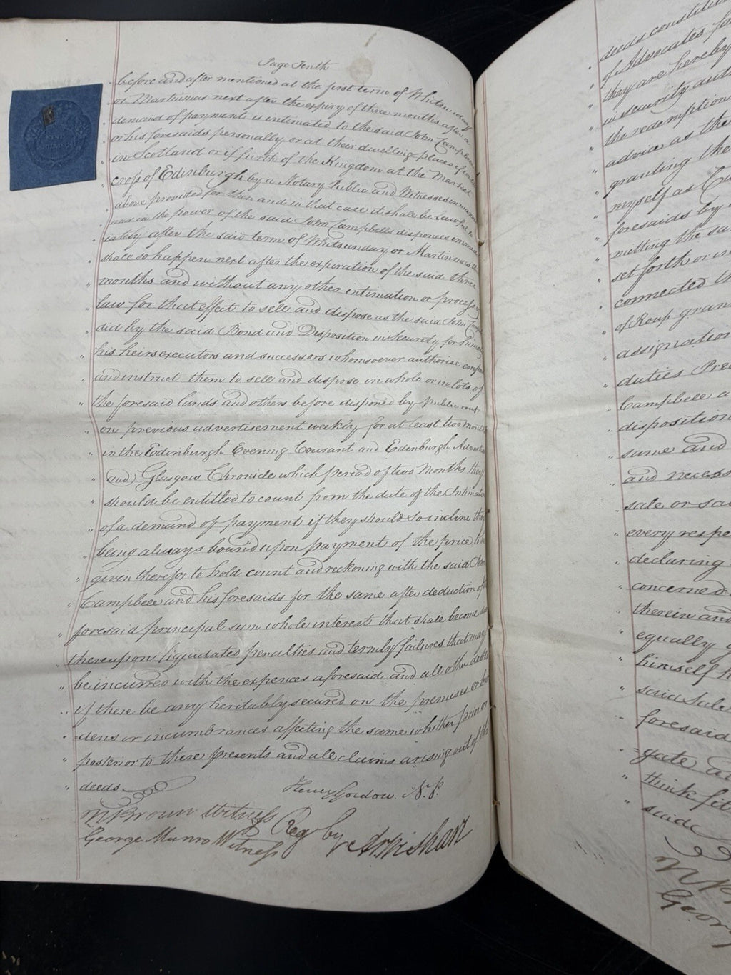 1826 Scottish Instrument of Sasine Vellum Legal Document Scotland Genealogy