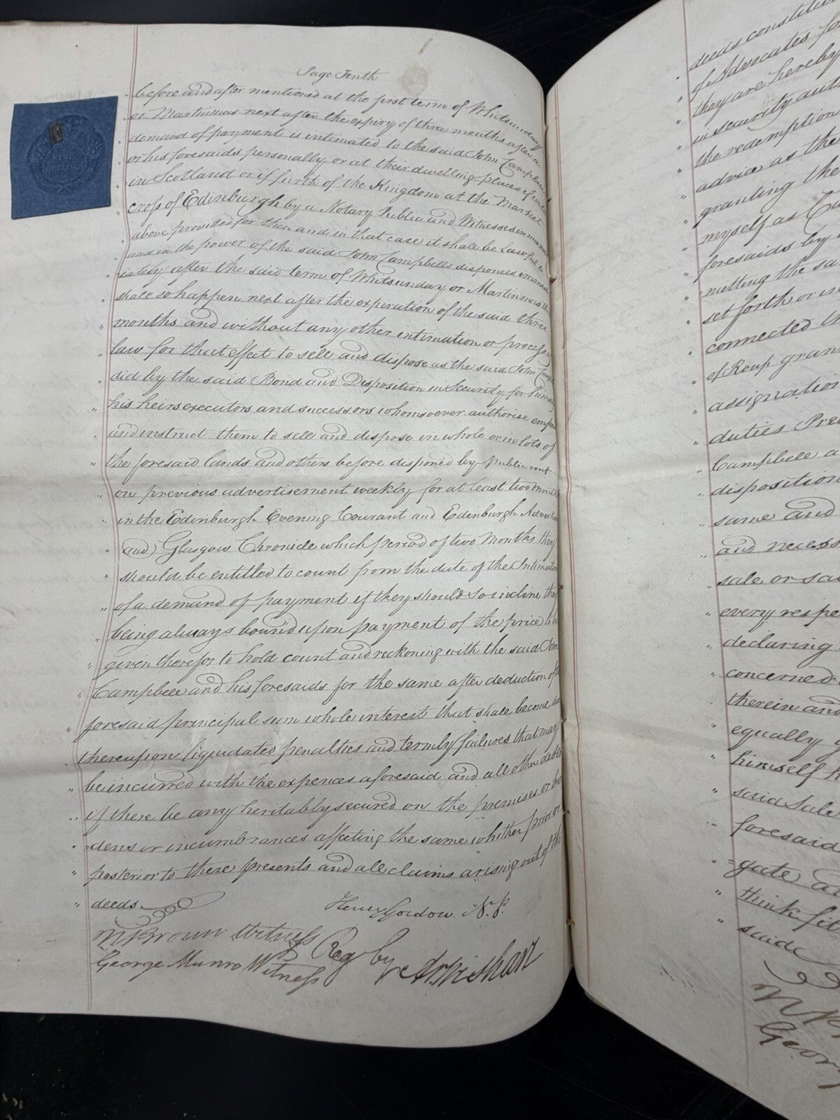 1826 Scottish Instrument of Sasine Vellum Legal Document Scotland Genealogy