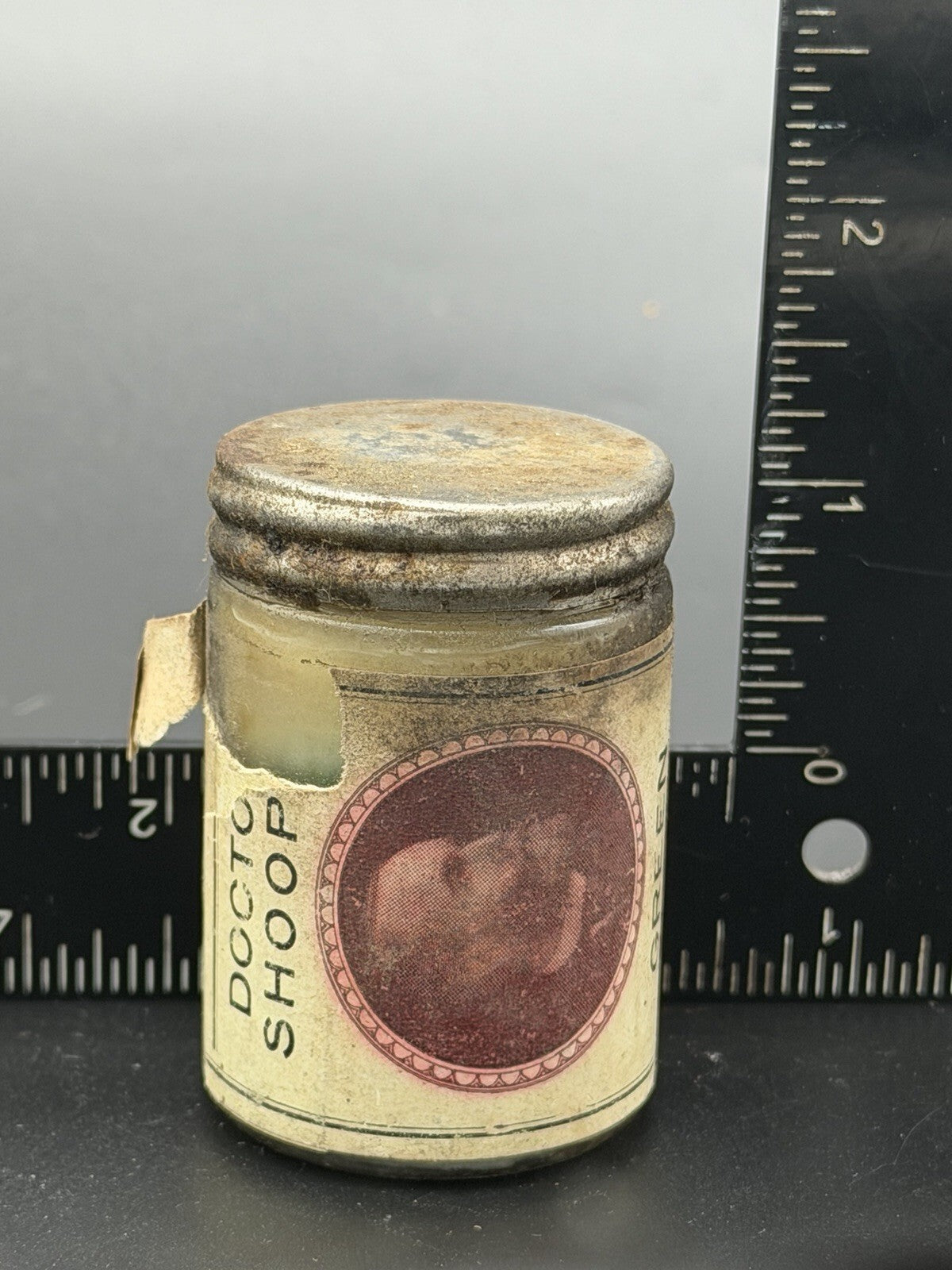 Antique Dr. C.I. Shoop's Green Salve Glass Jar Patent Quack Medicine Racine WI