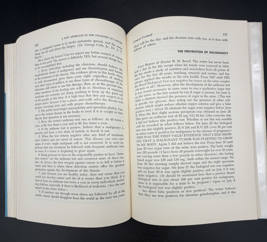 1958 A New Approach to the Conquest of Cancer Howard H. Beard Signed 1st Edition