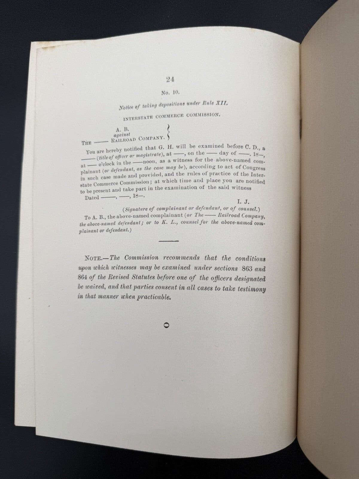 1889 Interstate Commerce Commission Rules of Practice Pamphlet GPO Railroad