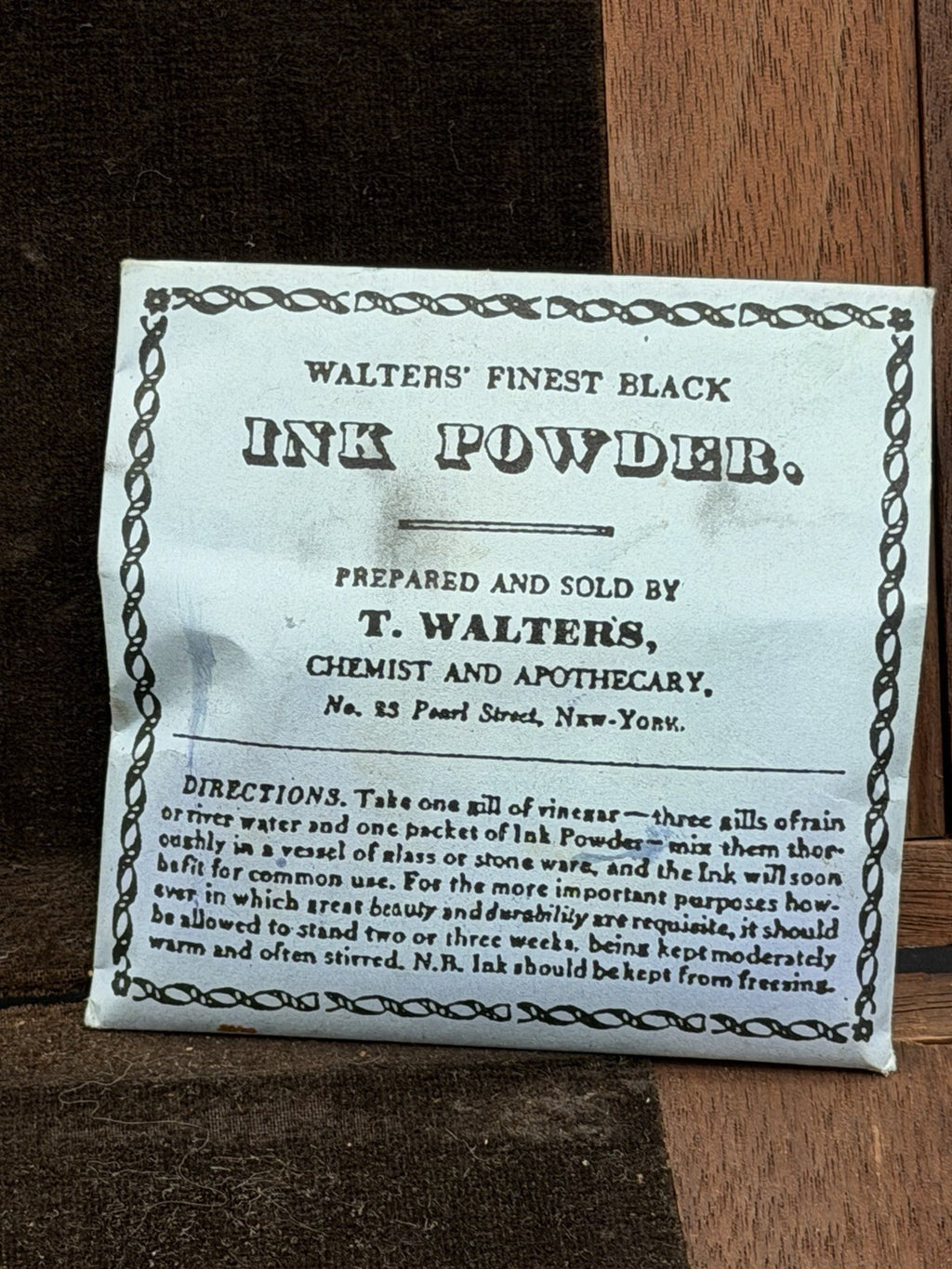 Antique 19th Century Wooden Writing Box T. Walters Chemist Ink Powder & Pen Set