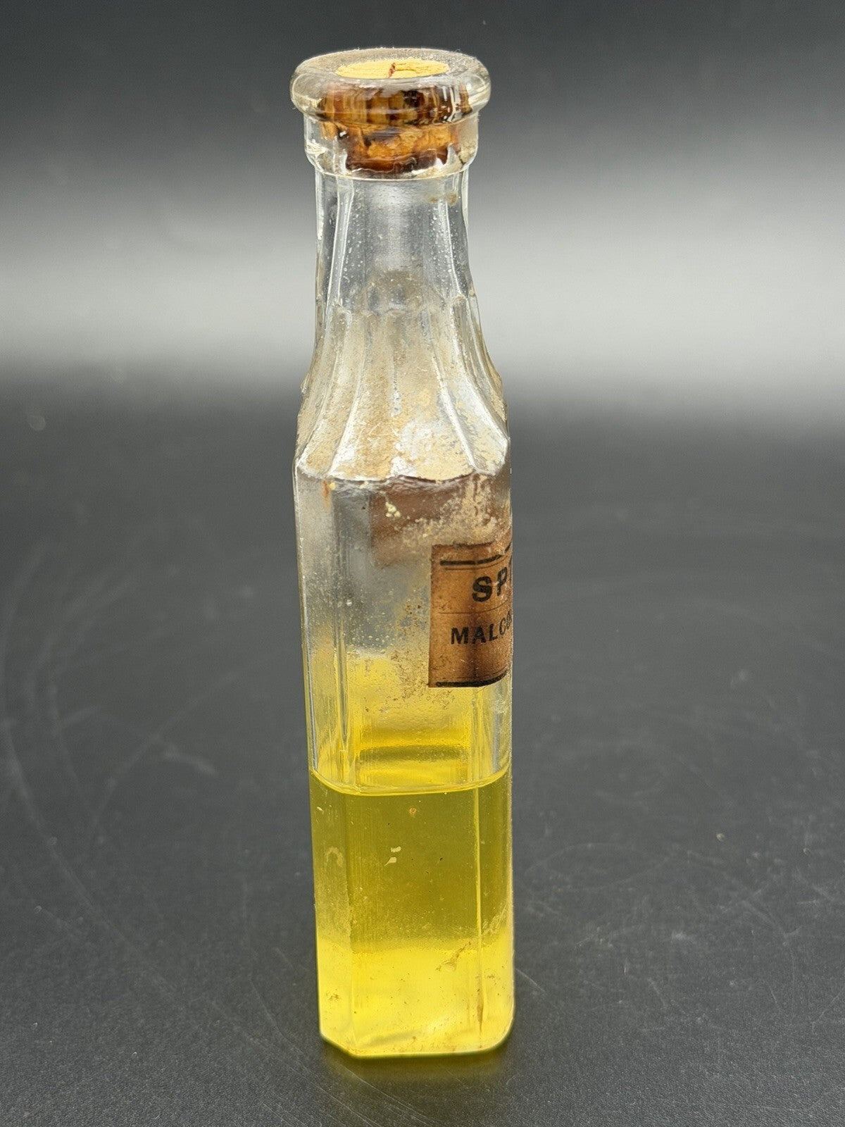 Antique Apothecary Bottle Malcolm Halsey Bellport LI Spirits Turpentine Cork