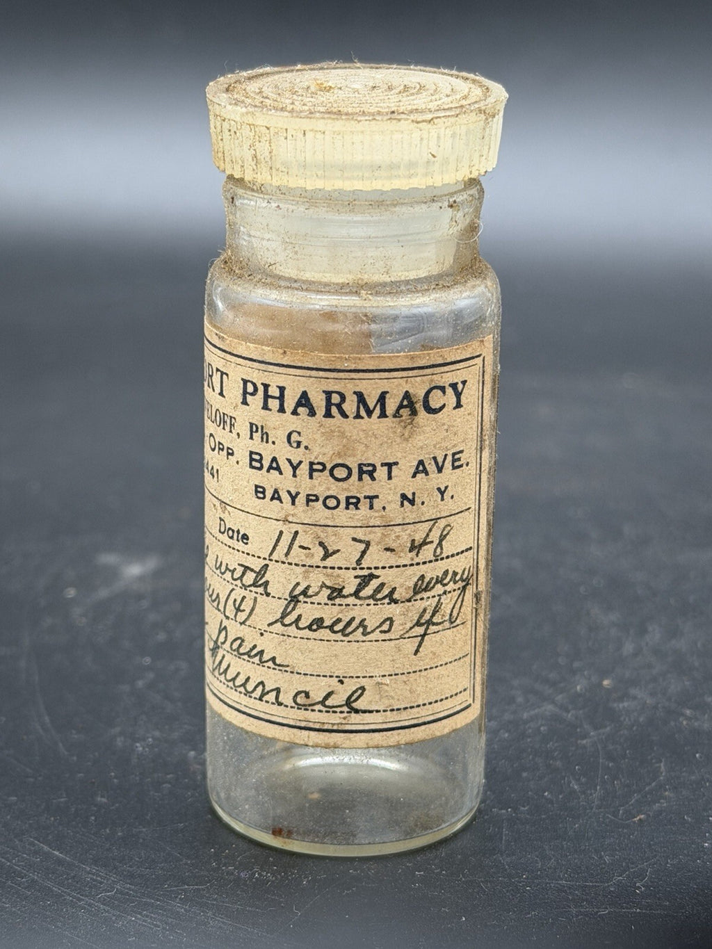 Vintage Bayport Pharmacy Prescription Bottle A. Neveloff NY