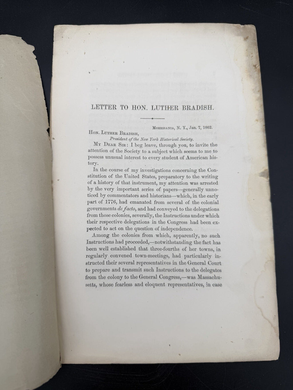1862 Henry B. Dawson Pamphlet: MA Declaration of Independence 1776