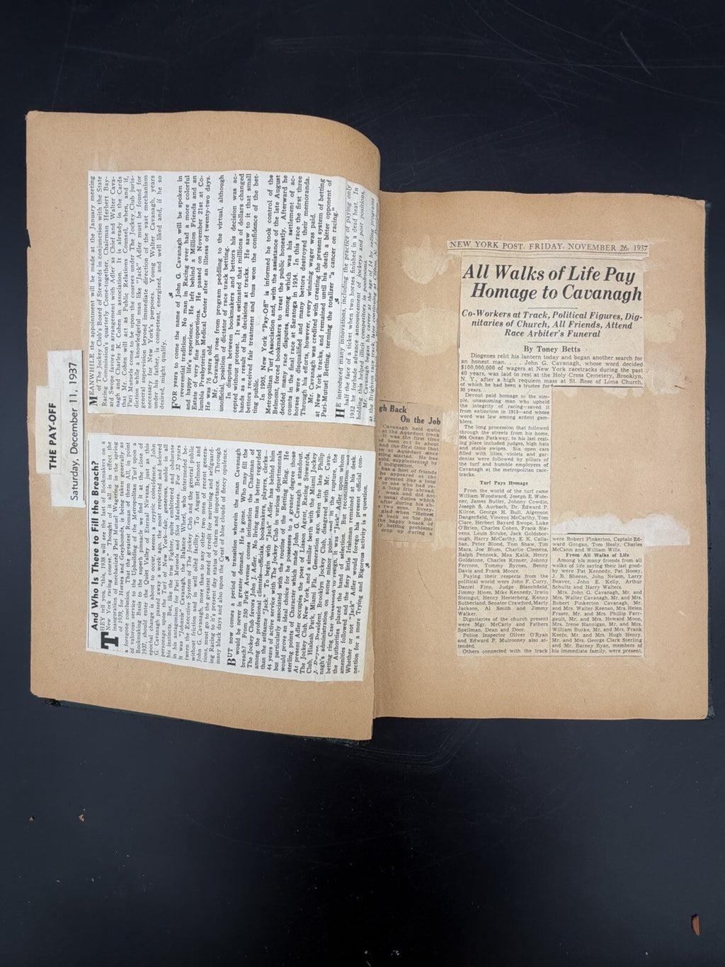 Vintage 1930s Horse Racing & Betting Scrapbook - John G Cavanagh NY Race Tracks