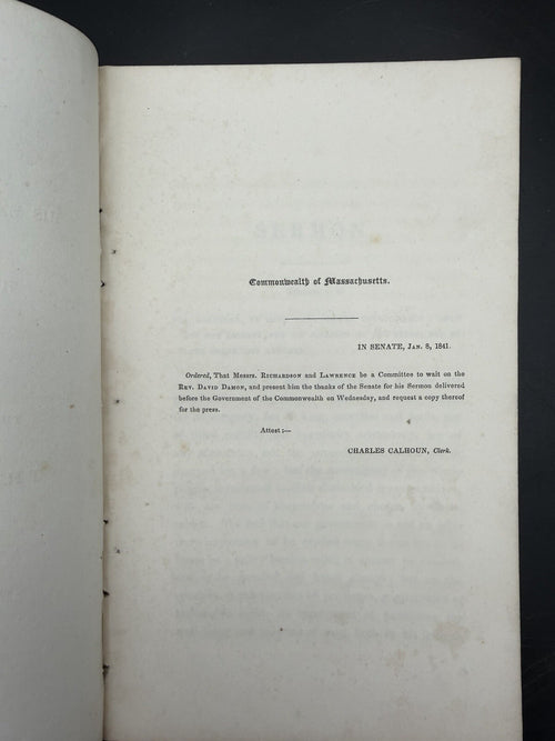 1841 Massachusetts Annual Election Sermon Pamphlet Rev David Damon Gov Morton