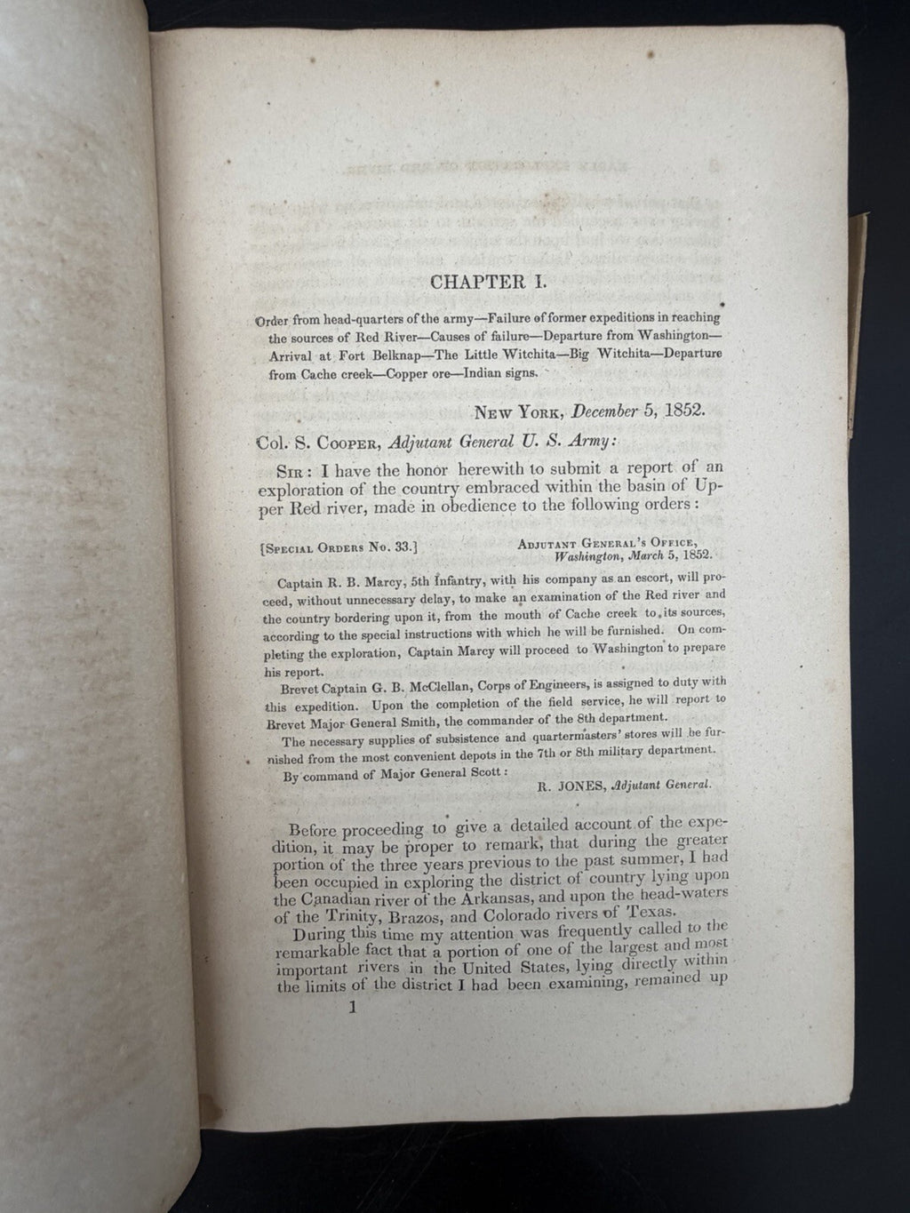 1854 Marcy Red River Louisiana Exploration 33rd Cong Senate Doc Texas Indian Map