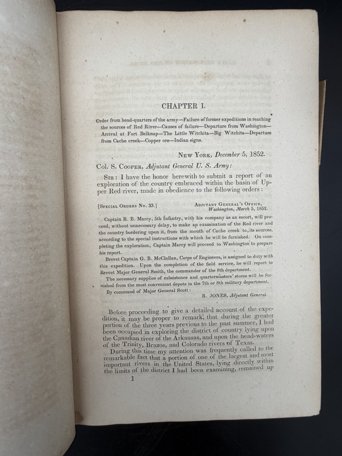 1854 Marcy Red River Louisiana Exploration 33rd Cong Senate Doc Texas Indian Map
