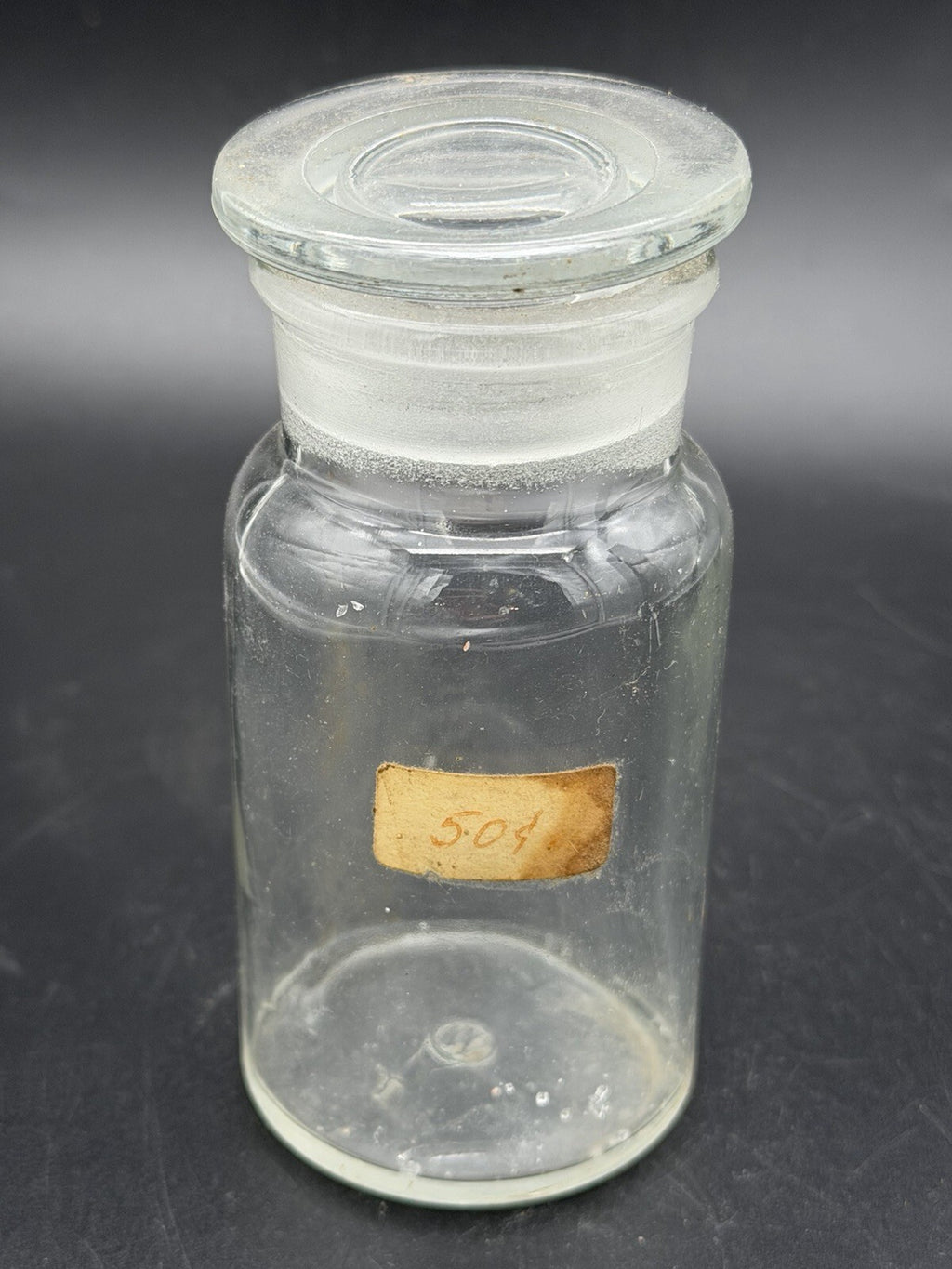 Antique Clear Glass Apothecary Jar Ground Stopper Pharmacy Bottle 504
