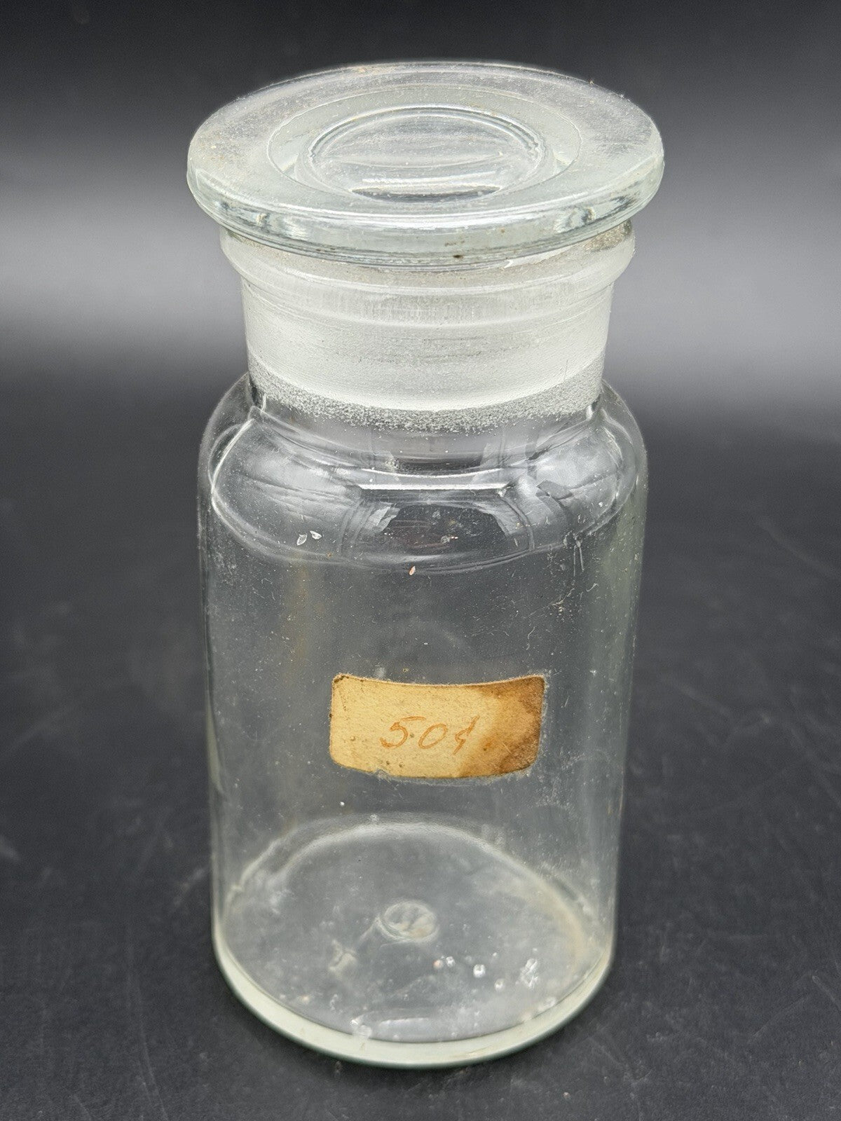 Antique Clear Glass Apothecary Jar Ground Stopper Pharmacy Bottle 504