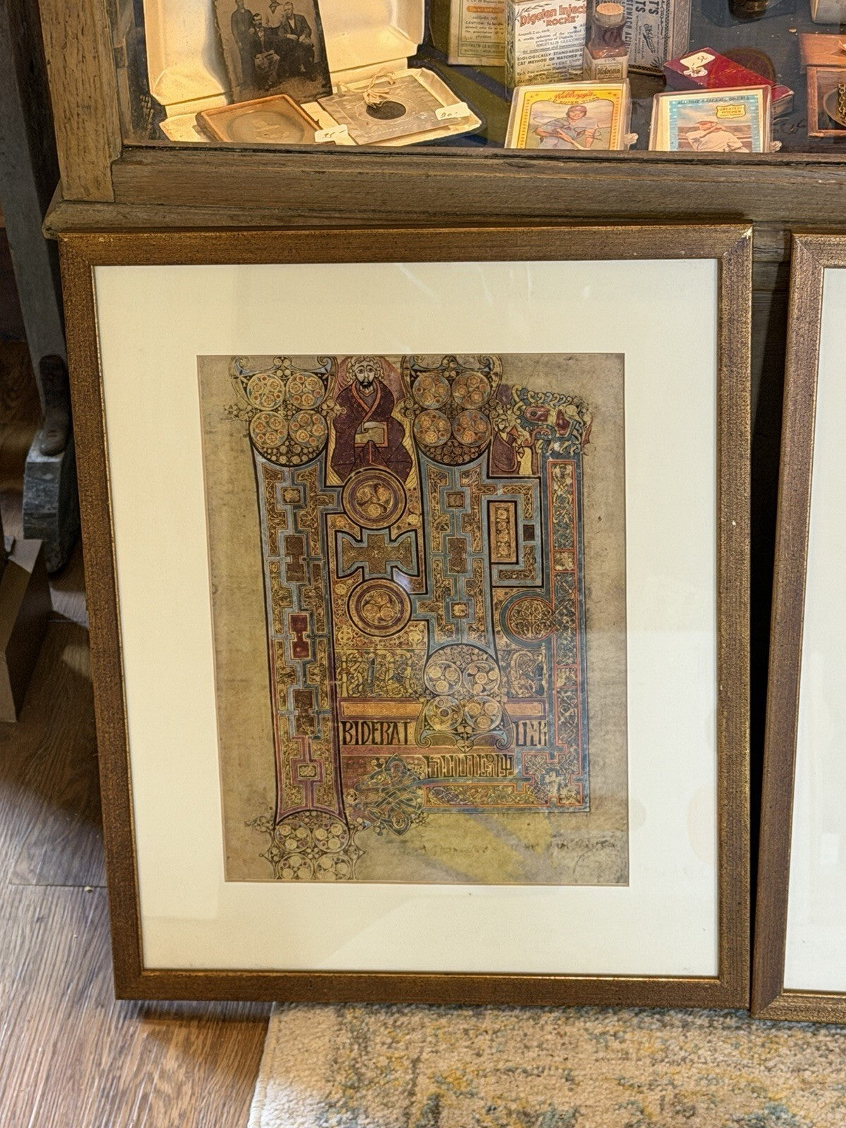 Set 4 Framed Book of Kells Art Prints Illuminated Medieval Manuscript Celtic