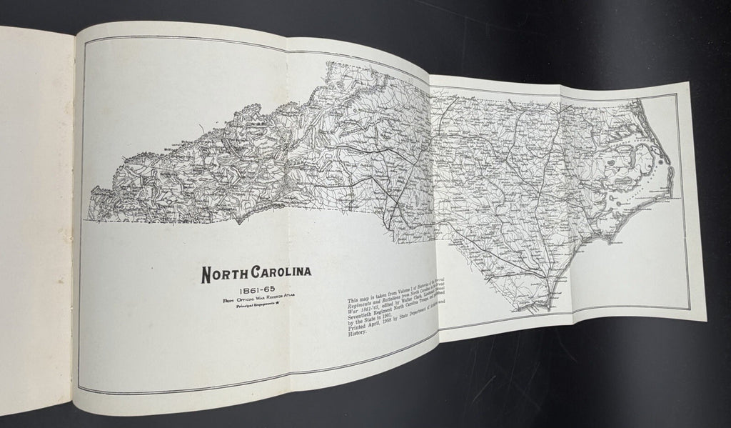 1958 Pictures of the Civil War Period in North Carolina Booklet Foldout Map