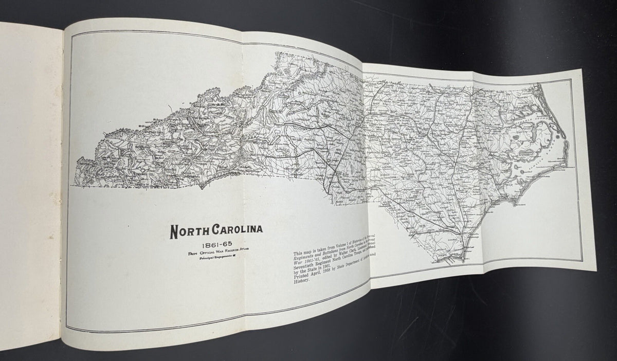 1958 Pictures of the Civil War Period in North Carolina Booklet Foldout Map