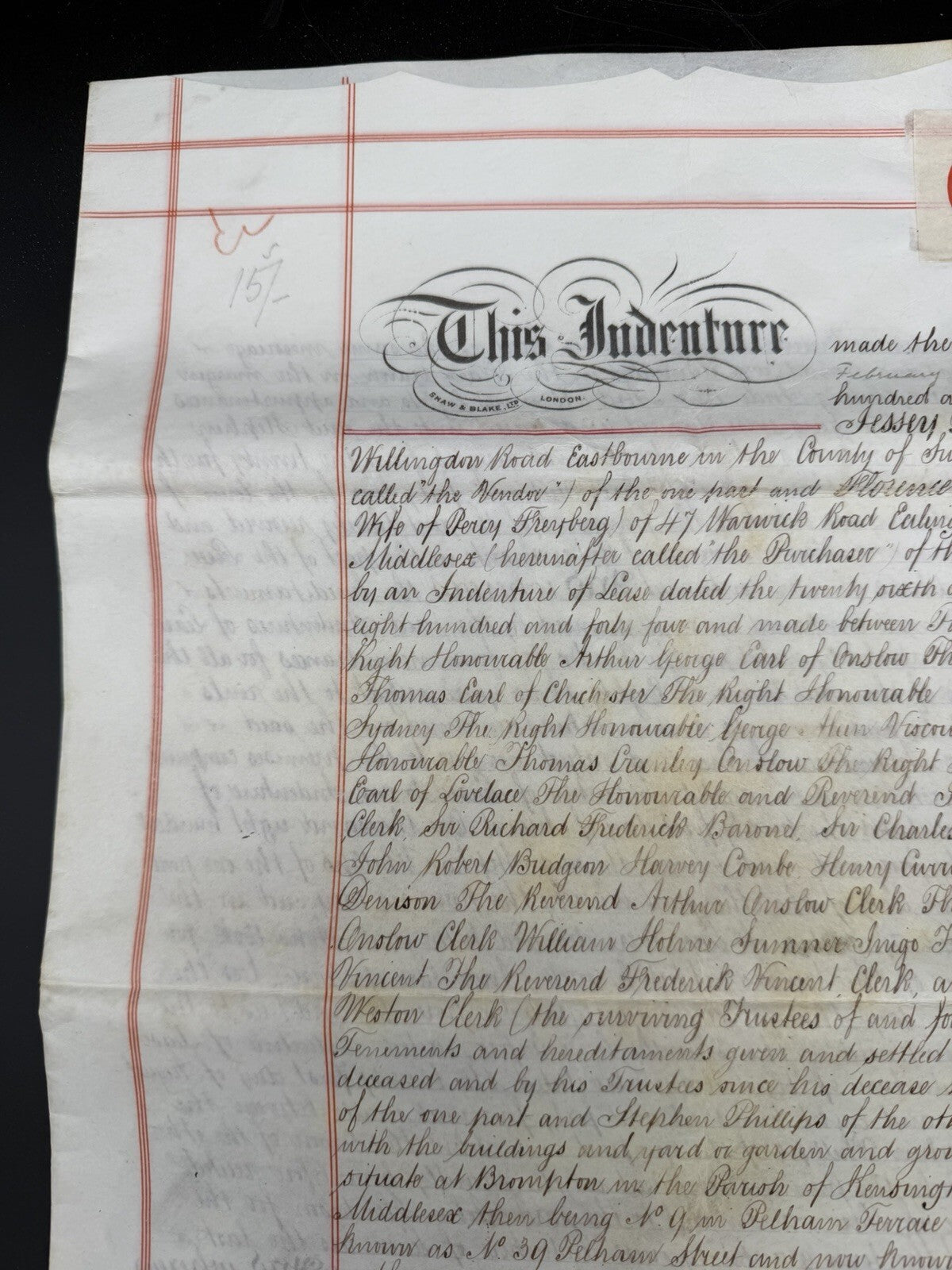 1904 Antique Deed: Kensington, London Property Assignment (Phillips/Freyberg)