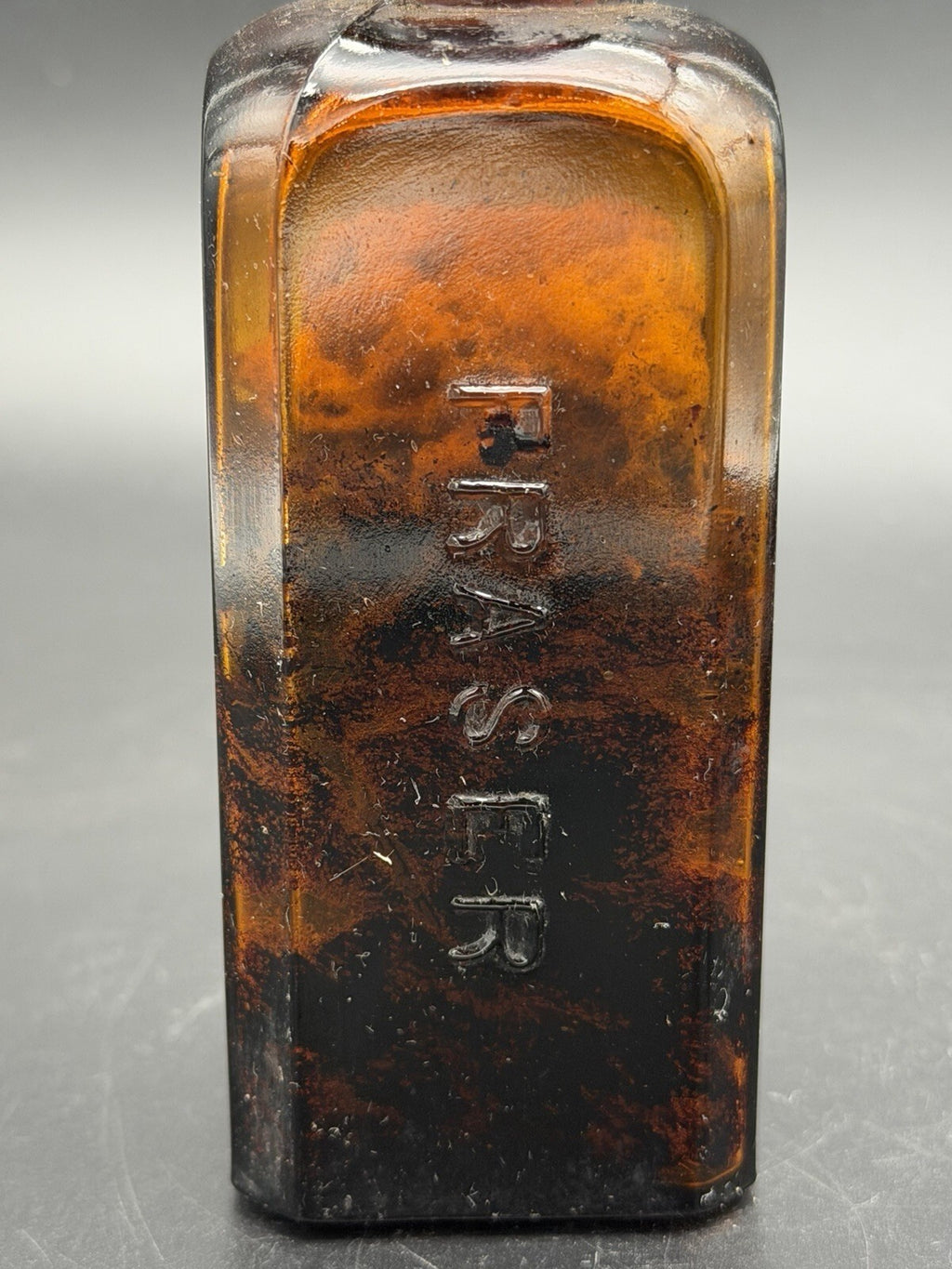 Antique Fraser Amber Glass Apothecary Bottle w/ Cork Stopper Quack Medicine