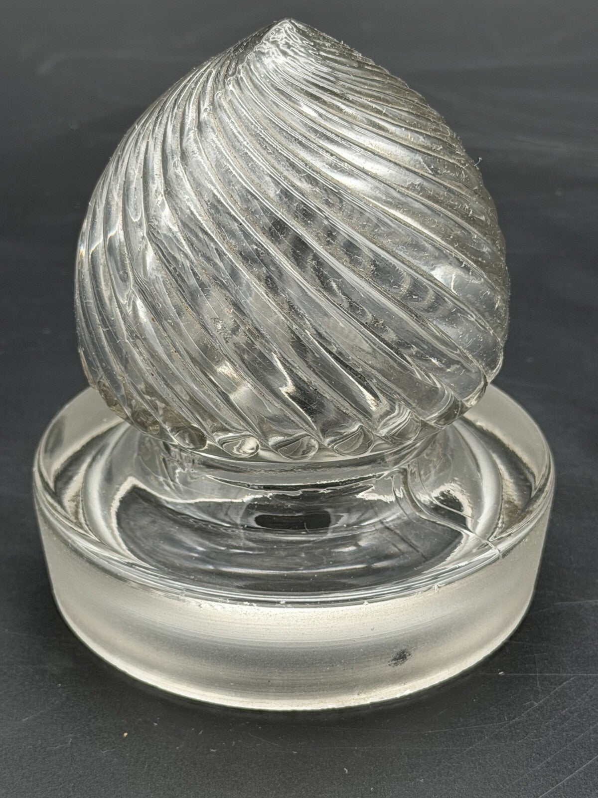 Antique Clear Glass Apothecary Jar Lid Old Replacement 4” Wide Swirled Top