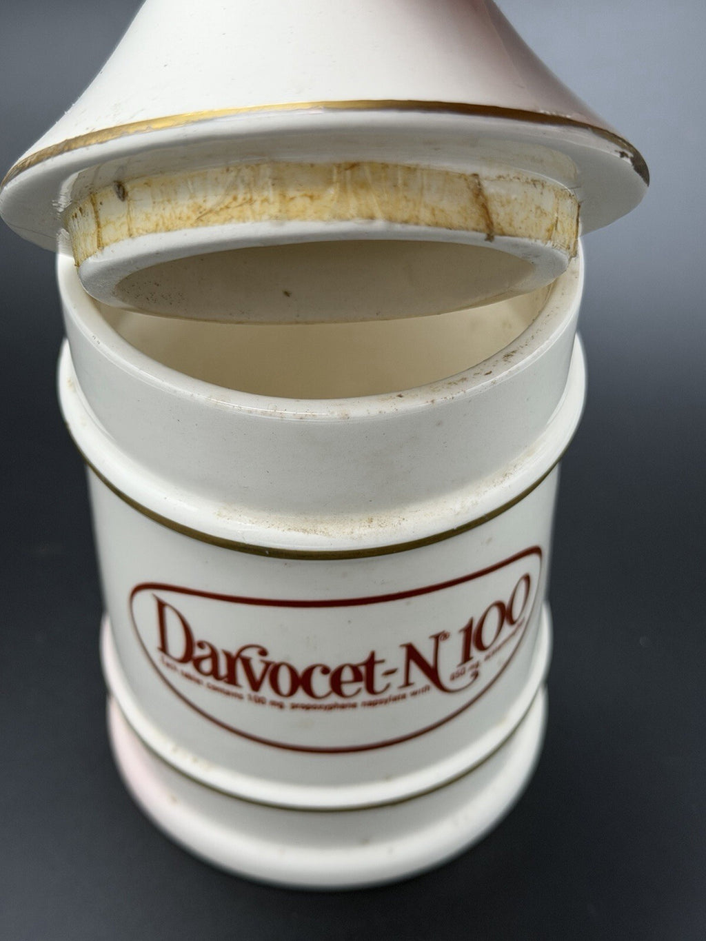 Vintage Lofisa Ceramic Apothecary Jar Darvocet Compound 65 Pharmacy Display