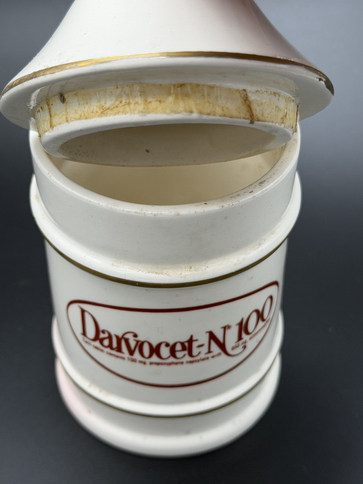 Vintage Lofisa Ceramic Apothecary Jar Darvocet Compound 65 Pharmacy Display