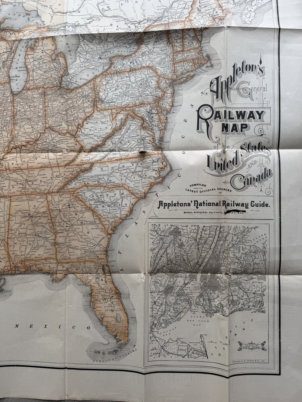 Antique 1880s Appleton’s General Railway Map of the United States & Canada