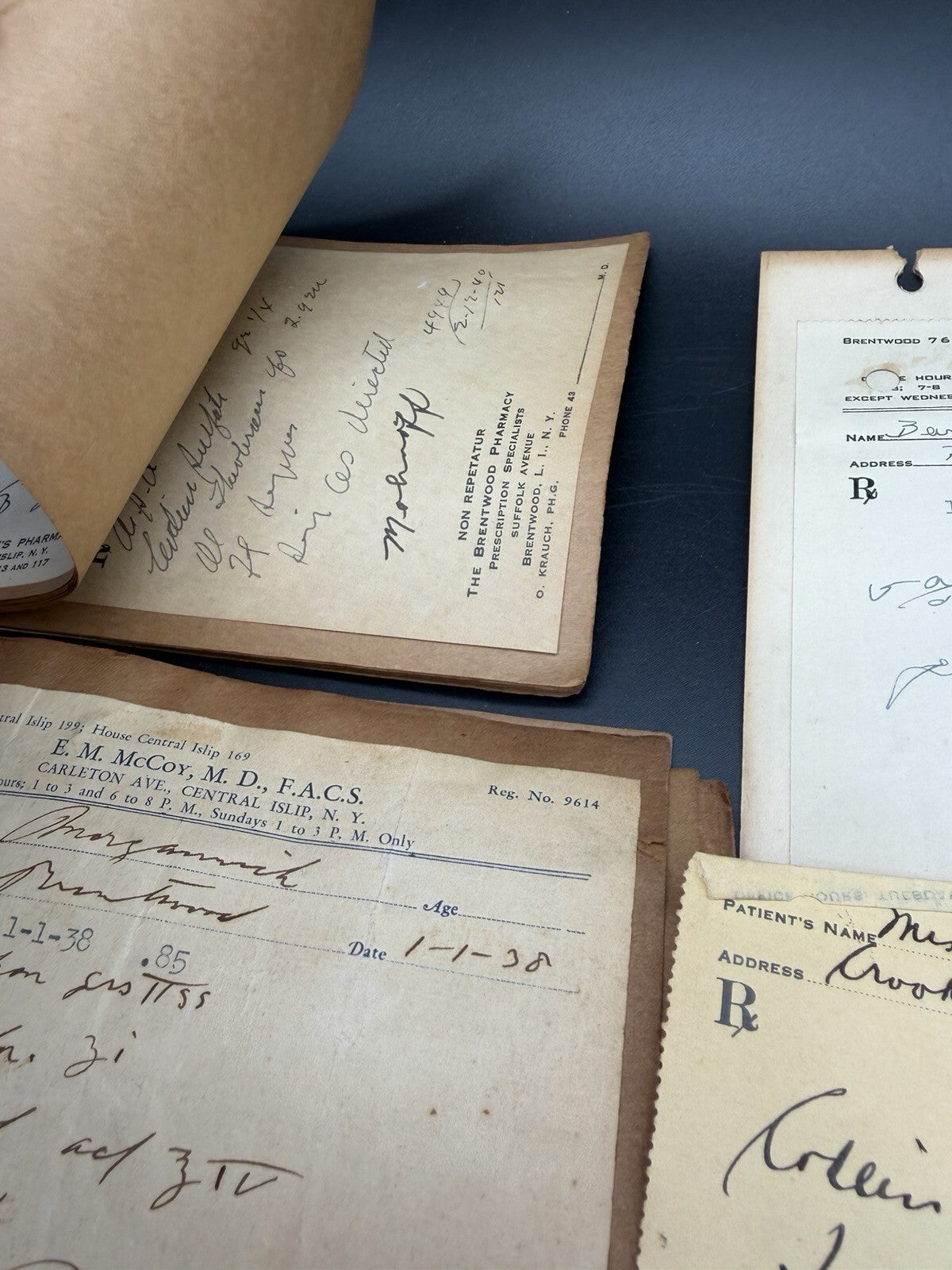 Lot Vintage 1930s-1940s Doctor Prescriptions Long Island NY Medical Ephemera Rx
