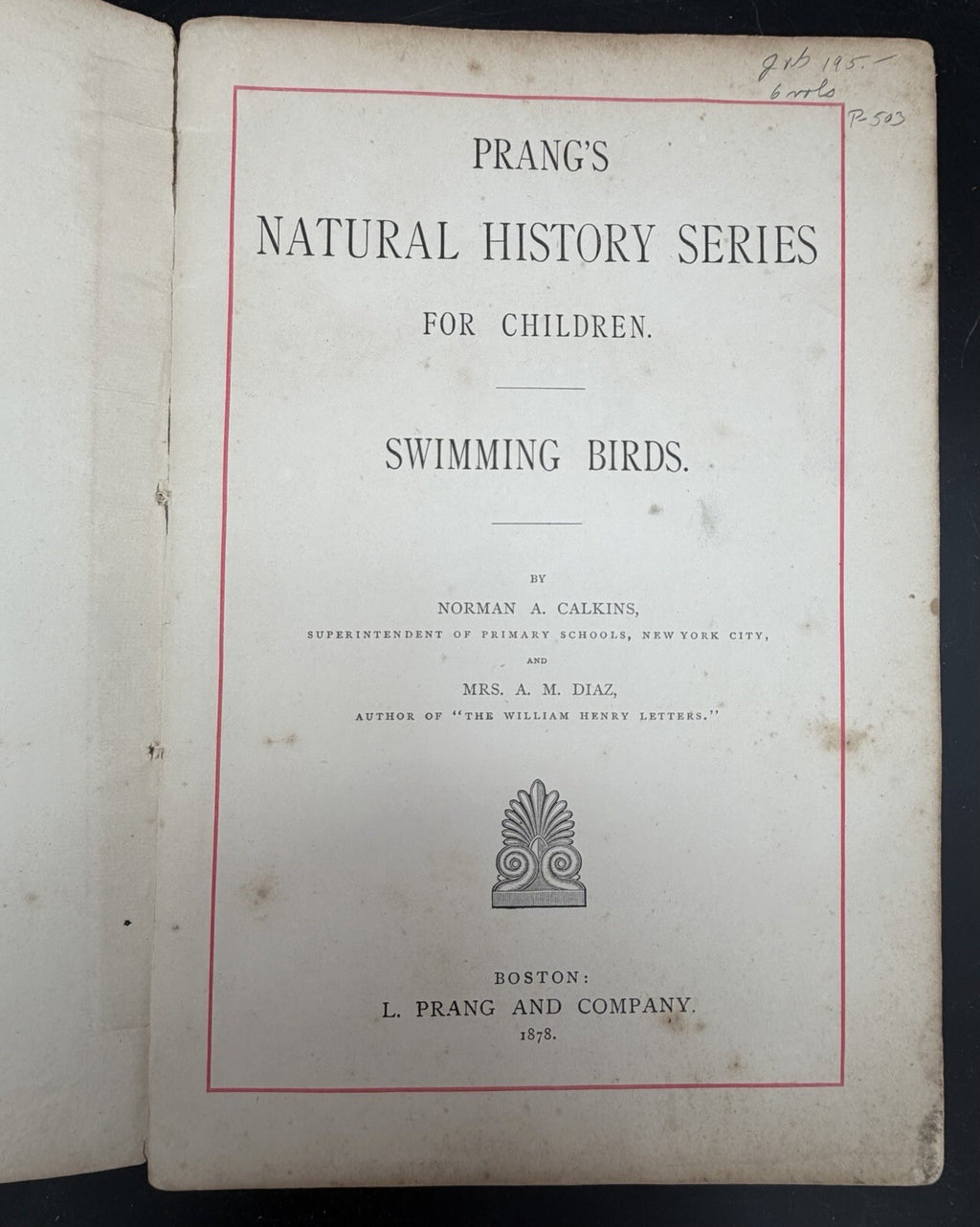 1878 Prangs Natural History Series Children Swimming Birds Antique Book